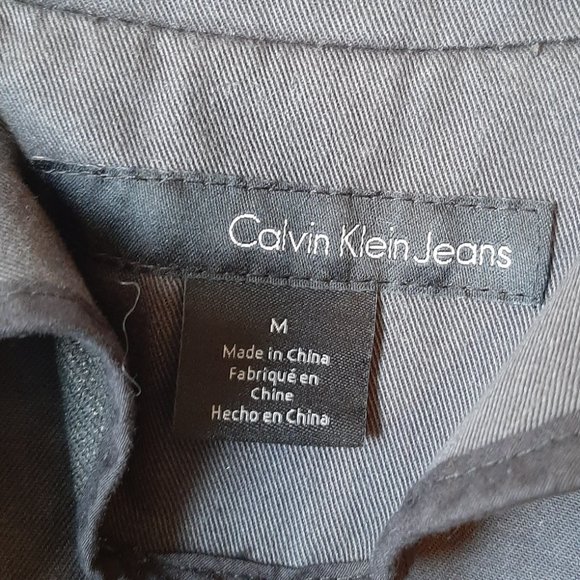 Calvin Klein Jeans Gray Cotton & Velvet Military Style Jacket M - Picture 6 of 12